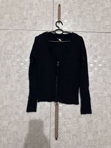 Mango Black Zip-Up Jacket