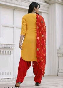 Rayon Fabric Kurti Salwar Dupatta Set