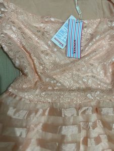Chic Peach Lace Frock Dress