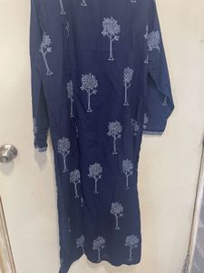 Navy Blue Tree Print Kurta