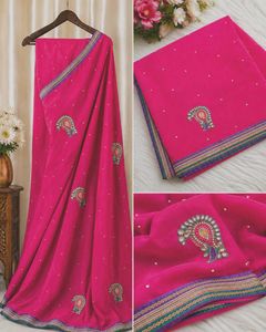 Stunning Pink Embellished Saree