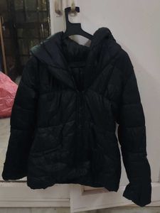 Black Padded Hooded Jacket
