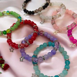 Colorful Beaded Bracelets with Charms