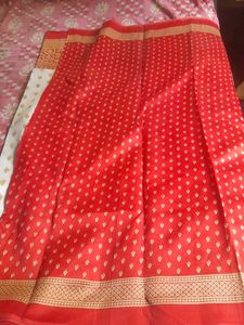 Red Border White Saree