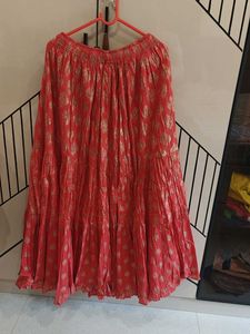 Stylish Red &amp; Gold Ethnic Skirt and dupatta