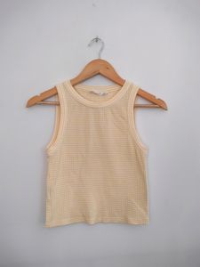 MANGO Yellow Gingham Tank Top