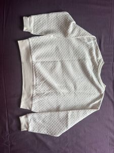 Cream Textured Knit Sweater
