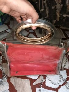 Unique Transparent Clutch with pink Pouch