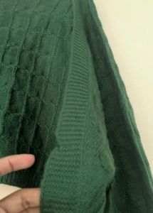 Green Cable Knit Cropped Sweater