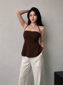 Halter Neck Brown Top
