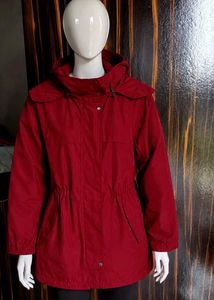 Chic Red Hooded Parka Jacket