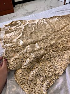 Gold Satin Midi Skirt