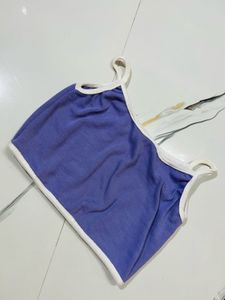 Purple Ribbed Crop Top