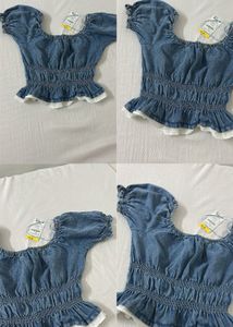 Stylish Denim Bardot Top