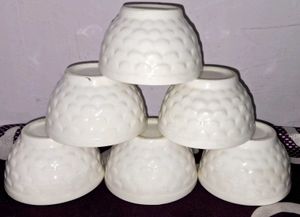 Set of 6 White Embossed Ceramic(Ice-cream Bowls)