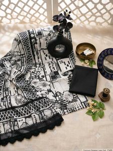 Stylish Black &amp; White Printed Kurta Set