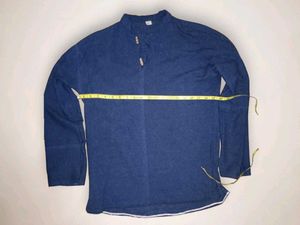 Men's Blue Long sleeve linen kurta