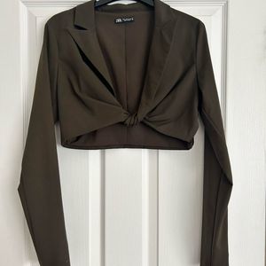 Zara Knotted Cropped Blazer Top