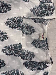 White Kurta with Blue Floral Print (not wore)