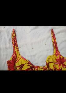 Yellow Floral Bikini Top