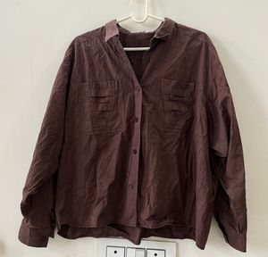 Brown Long Sleeve Button-Up Shirt