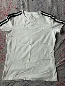 White T-Shirt with Black Stripes