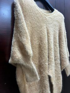 Beige Fuzzy Tunic Top