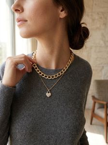 Layered Chain Heart Necklace