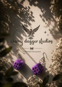 Unique Purple+pink shaded Dice Earrings