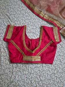 Beautiful Pink and Gold Saree with blouse