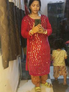 Sparkling Red Kurta Set