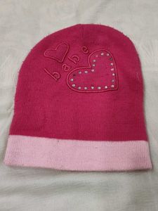 Cute Pink Beanie with Heart Detail