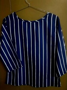 Blue Colour White Stripes Top For Girls / Women