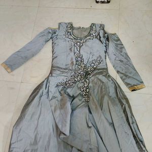 Grey Embellished Ethnic Gown for 12-14 year girl