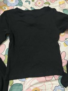 Black Cut-Out Long Sleeve Top