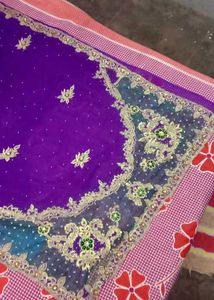 fully stone Hand work saree with blouse