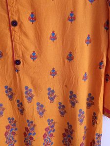 Orange Printed Kurta