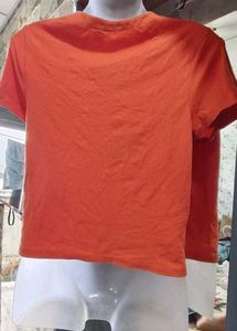 Bright Orange Lace-Up Top