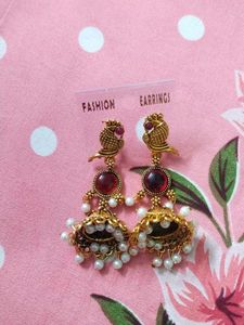 Beautiful Jhumka Earrings with Pearls