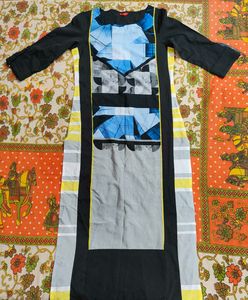 Elegant Black Kurta with Colorful Accents