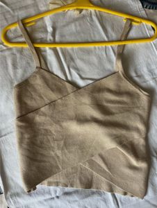 Chic Beige Knit Cami Top