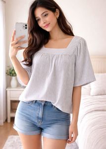 GAP XL Striped Square Neck Top