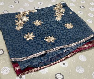 Vintage Red Sequin Saree