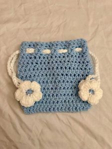 Handmade Crochet Pouches with Flower Charm