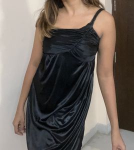 Black One Shoulder Braided Dress