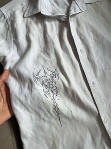 White Graphic Print Half Sleeve Shirt | Thrifted