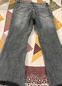 WESTSIDE NUON Grey Acid Wash Flare Jeans