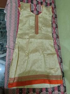 Elegant Cream Kurta with Orange Border