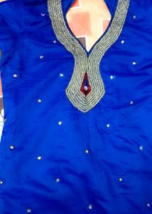 Electric Blue Chandheri Silk Kurti🌟