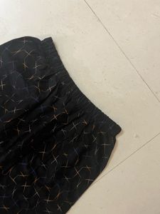 Elegant Black Printed 3/4th night pant